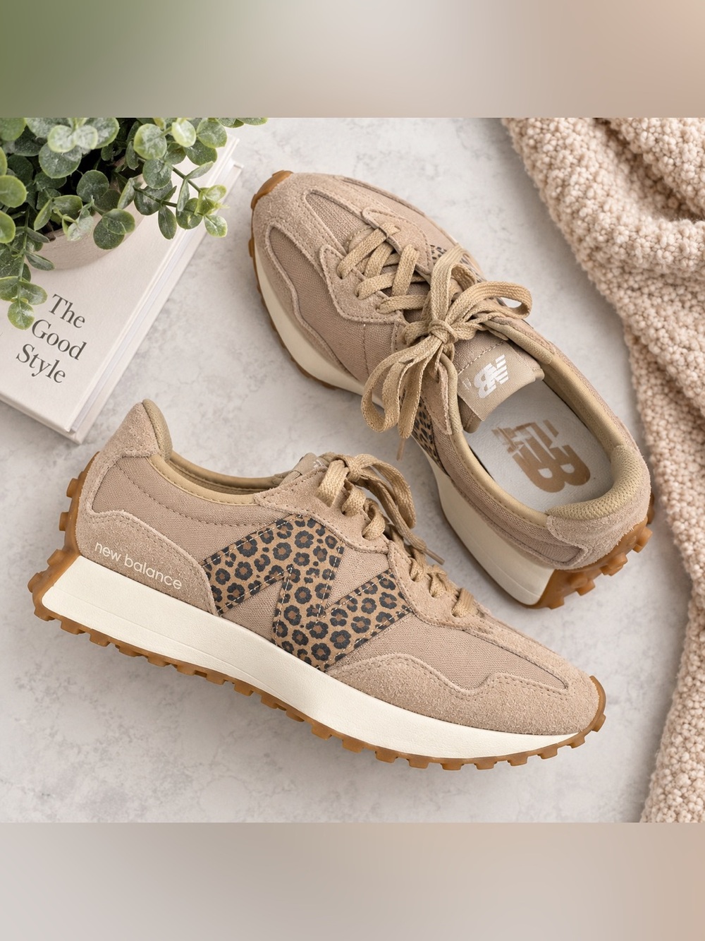New Balance 327 WS327LP Tan Leopard Suede Sneakers Women’s 7/7.5